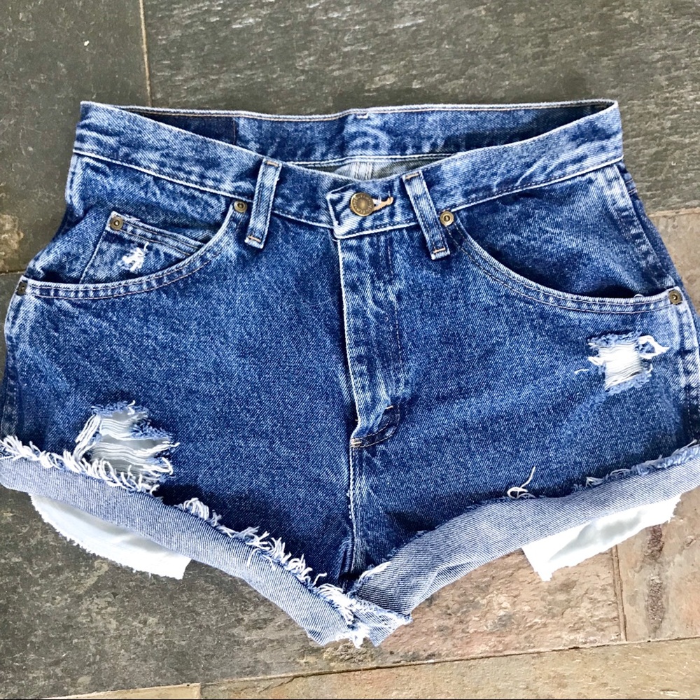 Hand-Distressed Vintage Wrangler Denim Shorts